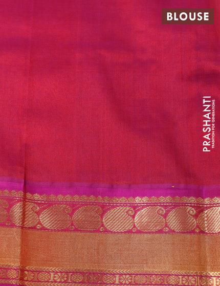 Kuppadam silk cotton saree orange and dark pink with annam zari woven buttas and paisley zari woven border