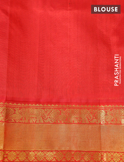 Kuppadam silk cotton saree dark green and red with annam zari woven buttas and zari woven border