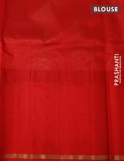 Kuppadam silk cotton saree beige and red with allover checked pattern and long rich annam zari woven border