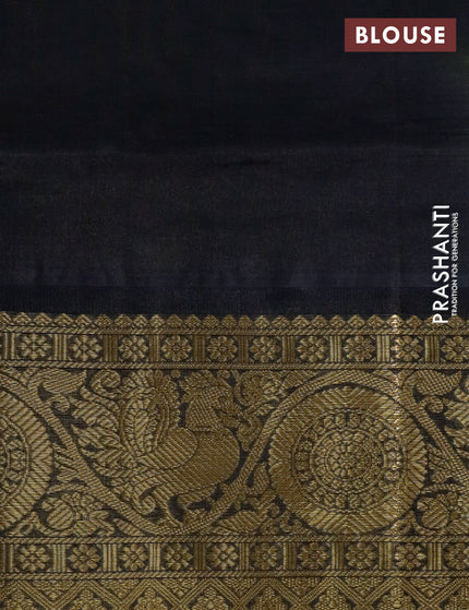 Kuppadam silk cotton saree lime yellow and black with allover zari weaves and long rich annam zari woven border