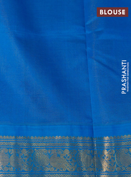 Silk cotton saree blue and cs blue with allover vairaosi pattern and zari woven korvai border