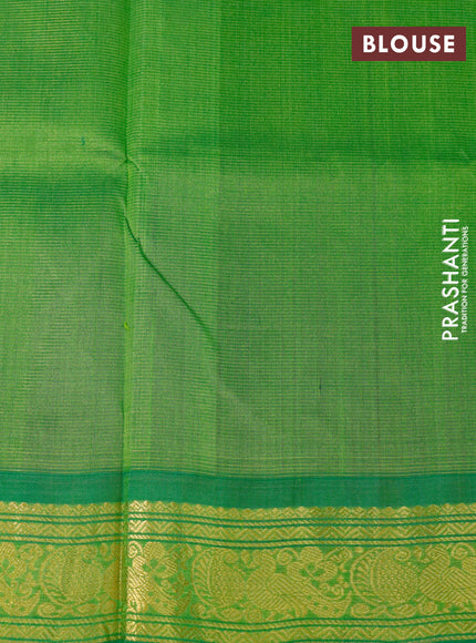 Silk cotton saree coffee brown and light green with allover vairaosi pattern and zari woven korvai border