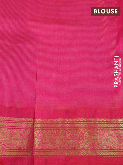 Silk cotton saree blue and pink with allover vairaosi pattern and zari woven korvai border