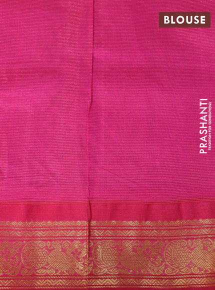 Silk cotton saree blue and pink with allover vairaosi pattern and zari woven korvai border