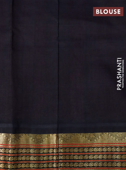 Silk cotton saree pink and black with plain body and zari woven korvai border