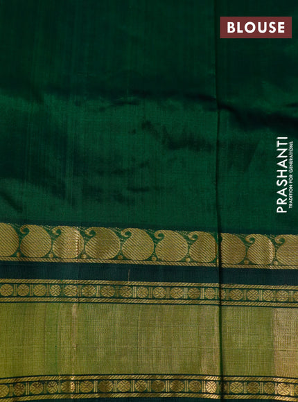 Silk cotton saree pink and green with allover thread woven checked patten  and paisley zari woven korvai border