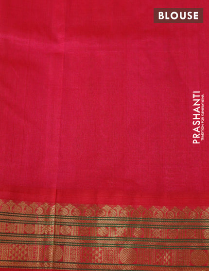 Silk cotton saree lime green and pink with plain body and zari woven korvai border