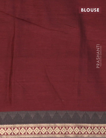 Muslin cotton saree maroon and grey with allover ikat prints and thread woven border