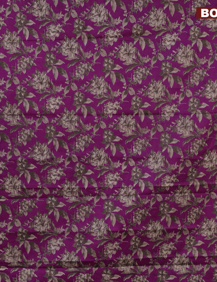 Muslin cotton saree purple and grey with allover prints and small zari woven border