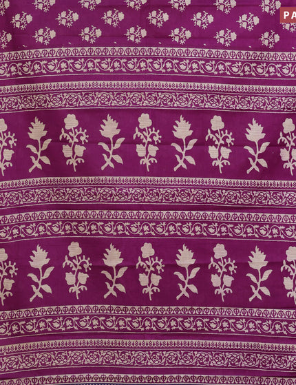 Muslin cotton saree purple and blue with butta prints and printed border