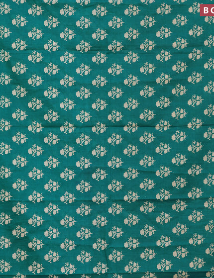 Muslin cotton saree teal green and red with butta prints and printed border