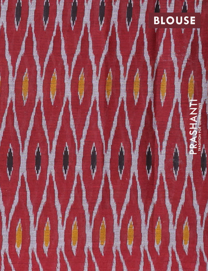 Muslin cotton saree dark mustard and maroon with allover ikat weaves and printed border