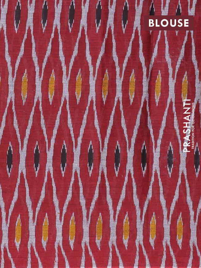 Muslin cotton saree dark mustard and maroon with allover ikat weaves and printed border