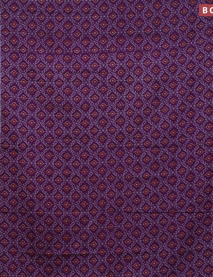 Muslin cotton saree purple and maroon with allover ikat weaves and printed border