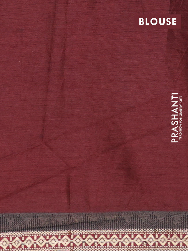 Muslin cotton saree maroon and grey with allover ikat weaves and thread woven border