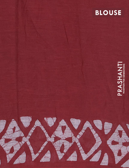 Muslin cotton saree maroon with allover batik prints and printed border