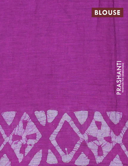 Muslin cotton saree purple with allover batik prints and printed border