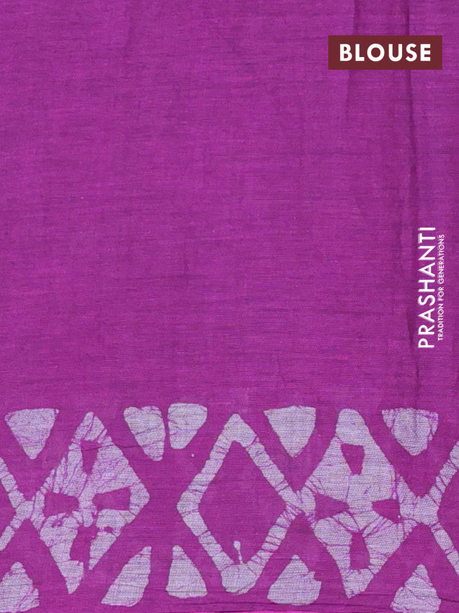 Muslin cotton saree purple with allover batik prints and printed border