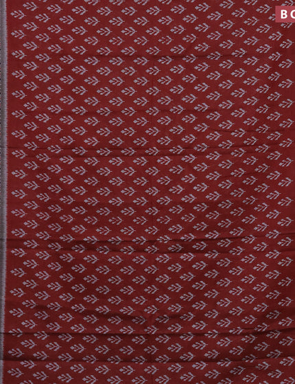 Muslin cotton saree maroon and grey with butta prints and ajrakh printed border