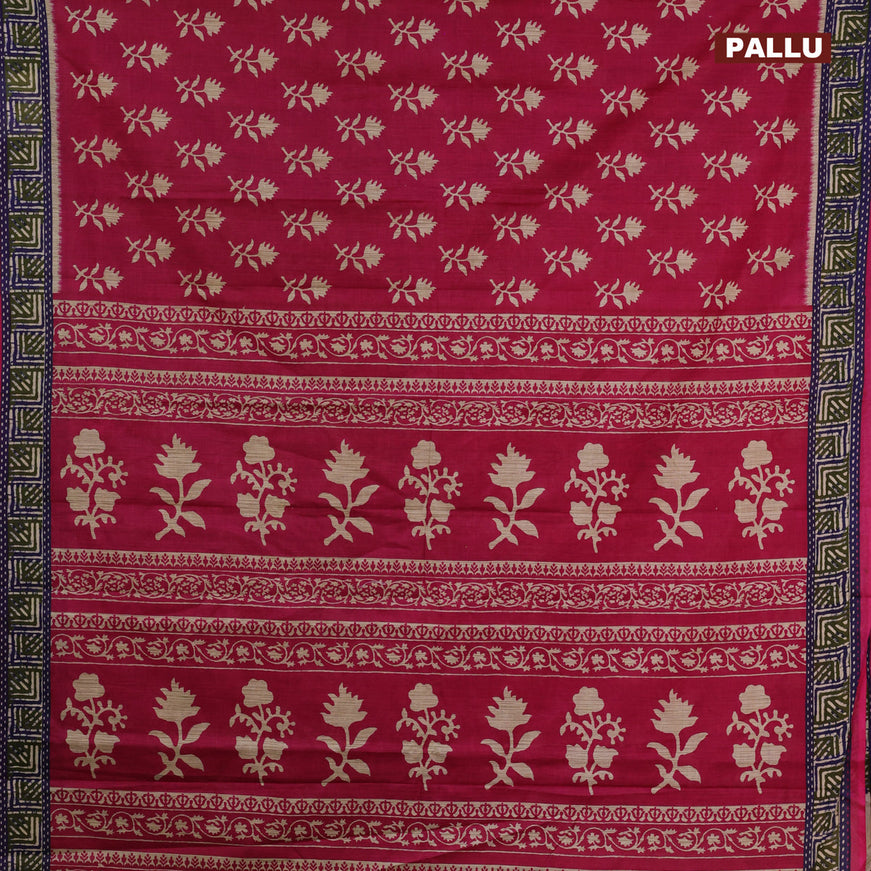 Muslin cotton saree pink with allover floral butta prints and printed border