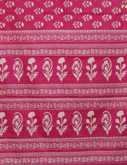 Muslin cotton saree pink with allover floral butta prints and printed border