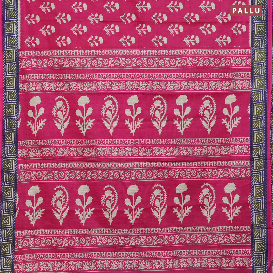 Muslin cotton saree pink with allover floral butta prints and printed border