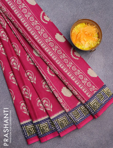 Muslin cotton saree pink with butta prints and printed border