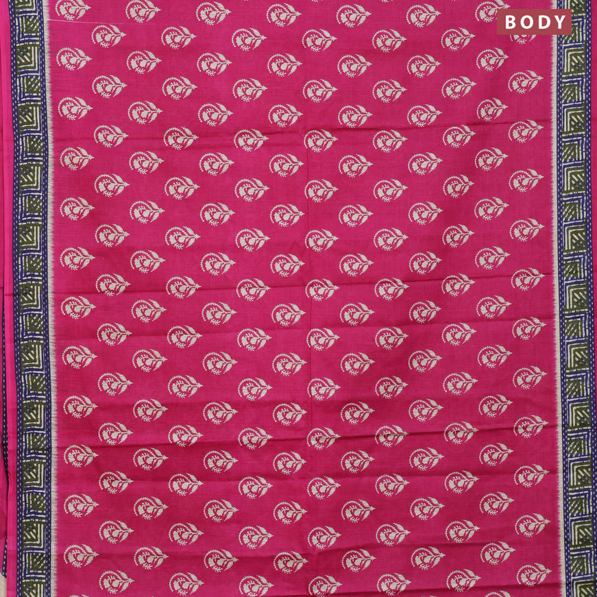 Muslin cotton saree pink with butta prints and printed border