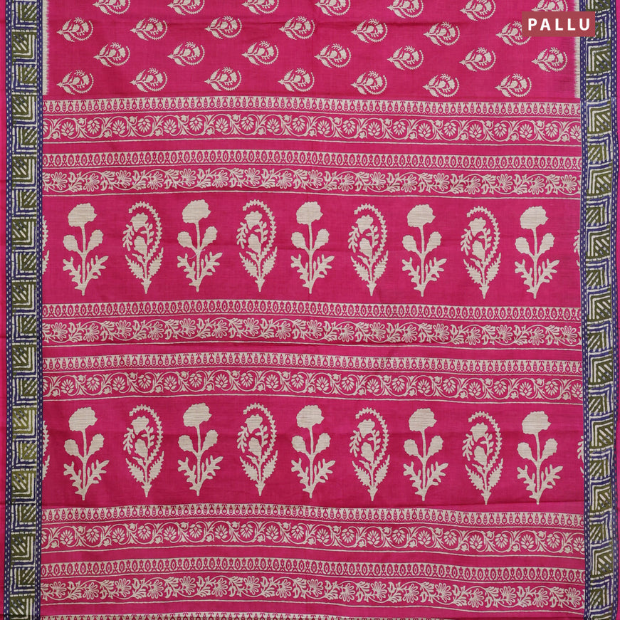 Muslin cotton saree pink with butta prints and printed border