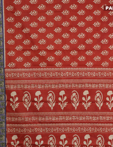 Muslin cotton saree rust shade with butta prints and printed border