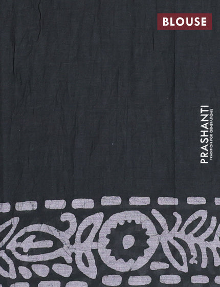 Muslin cotton saree dark green with allover batik prints and printed border