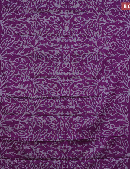 Muslin cotton saree purple with allover batik prints and printed border