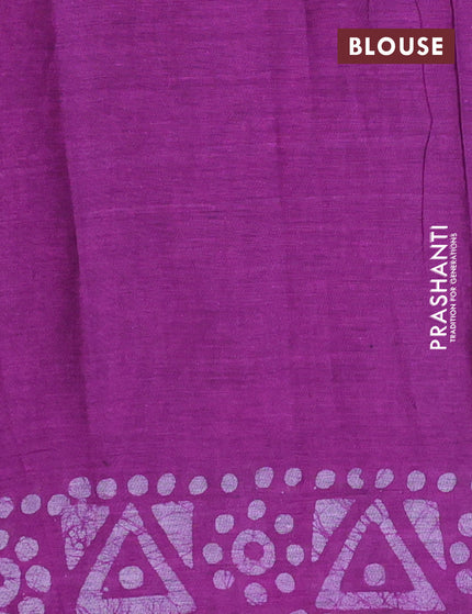 Muslin cotton saree purple with allover batik prints and printed border