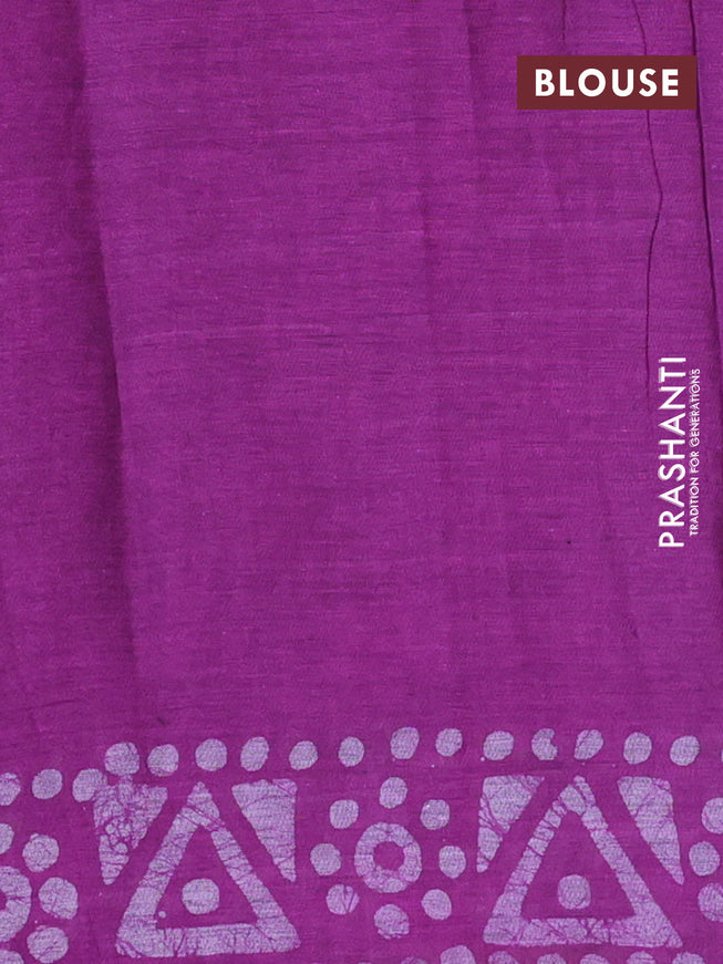 Muslin cotton saree purple with allover batik prints and printed border