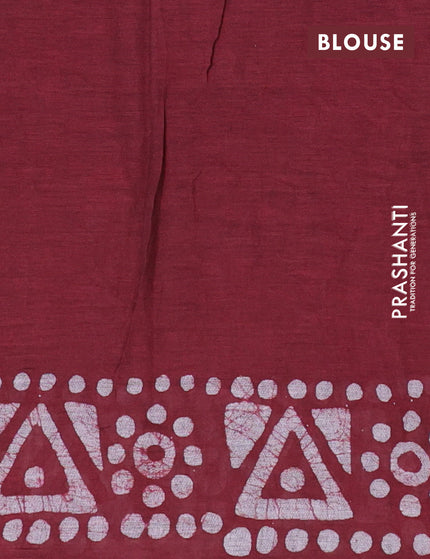 Muslin cotton saree maroon with allover batik prints and printed border