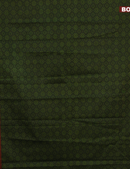 Muslin cotton saree sap green and maroon with allover ikkat prints and small zari woven border