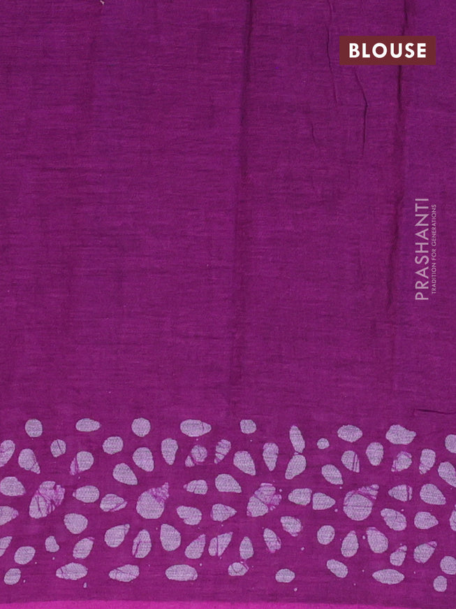 Muslin cotton saree purple and grey with allover batik prints and printed border