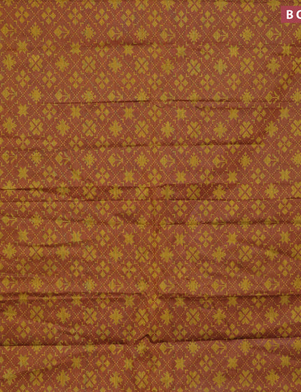 Muslin cotton saree rust shade and maroon with allover ikkat prints and small zari woven border