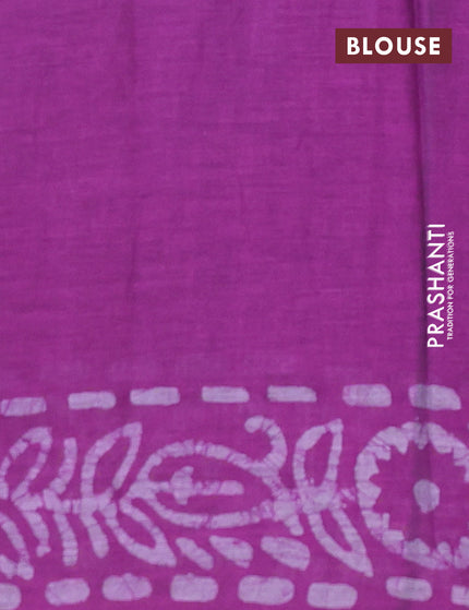 Muslin cotton saree purple and grey with allover batik prints and printed border