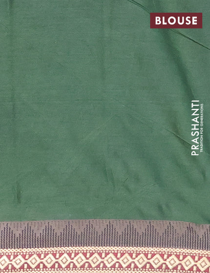 Muslin cotton saree sap green and grey with allover ikkat prints and thread woven border