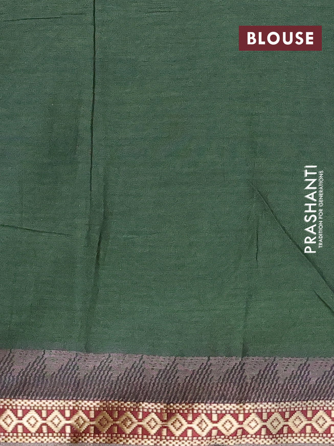 Muslin cotton saree sap green and grey with allover ikkat prints and thread woven border