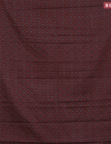 Muslin cotton saree maroon and grey with allover ikkat prints and thread woven border