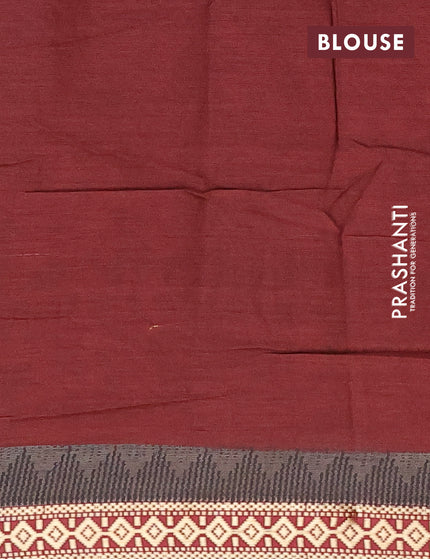 Muslin cotton saree maroon and grey with allover ikkat prints and thread woven border