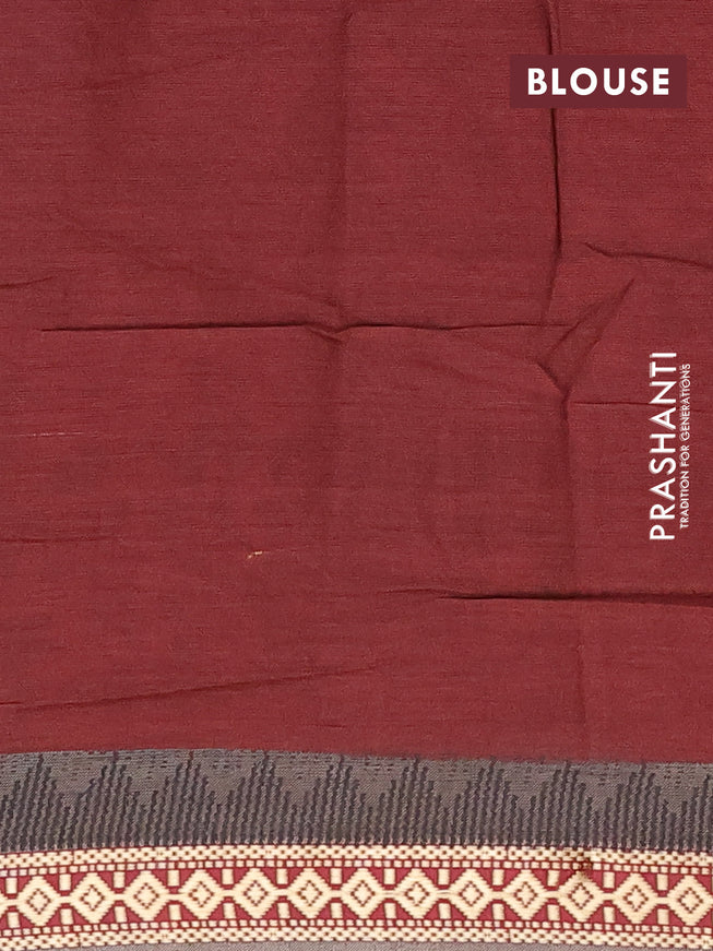 Muslin cotton saree maroon and grey with allover ikkat prints and thread woven border