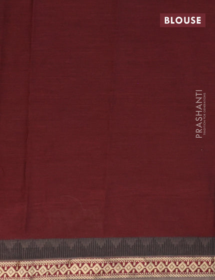 Muslin cotton saree maroon and grey with allover ikkat prints and thread woven border