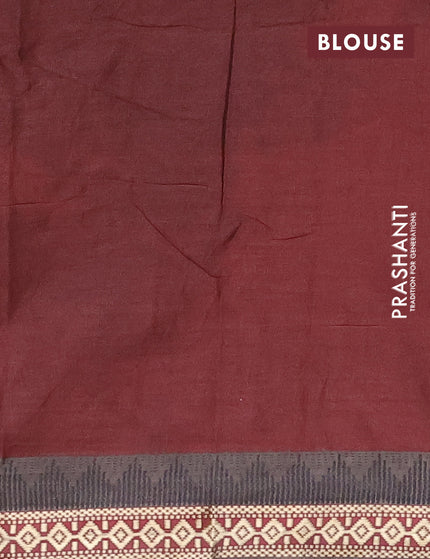 Muslin cotton saree maroon and grey with allover ikkat prints and thread woven border