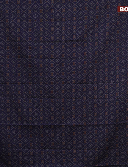 Muslin cotton saree navy blue and grey with allover ikkat prints and thread woven border