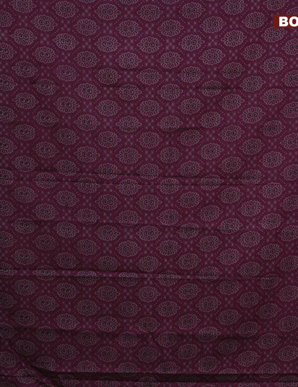 Muslin cotton saree dark magenta pink and grey with allover ikkat prints and thread woven border