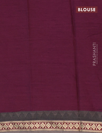 Muslin cotton saree dark magenta pink and grey with allover ikkat prints and thread woven border