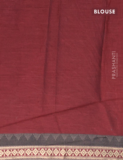 Muslin cotton saree maroon and grey with allover ikkat prints and thread woven border